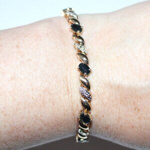 Sterling Silver Gold Tone Spinel Tennis Bracelet